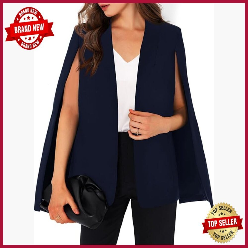 Split Sleeve Cape Blazer Open Front Workwear Jacket Polyester Spandex
